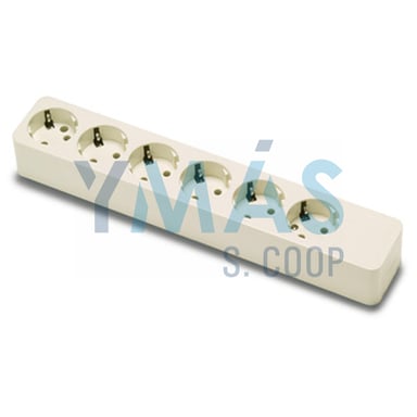 BASE MULTIPLE 6 TOMAS TT 16A-250V BLANCA