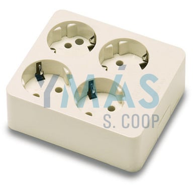 BASE MULTIPLE CUADRADA 4 TOMAS TT 16A-250V BLANCO