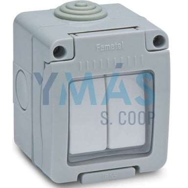 DOBLE CONMUTADOR ESTANCO SUPERFICIE 10A 250V