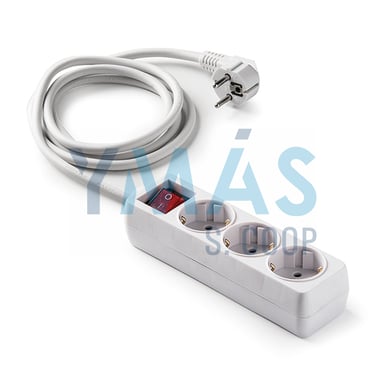 BASE MULTIPLE 3 TOMAS TT 1,5M INTERRUPTOR BLANCO