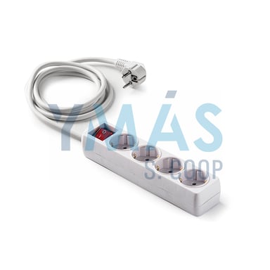 BASE MULTIPLE 4 TOMAS TT 1.5M INTERRUPTOR BLANCO
