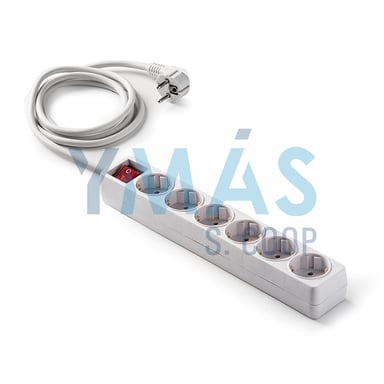 BASE MULTIPLE 6 TOMAS TT 1.5M INTERRUPTOR BLANCA
