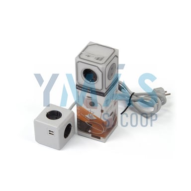 BASE MULTIPLE POWERCUBE 4 TOMAS CABLE 1.5M + 2 USB