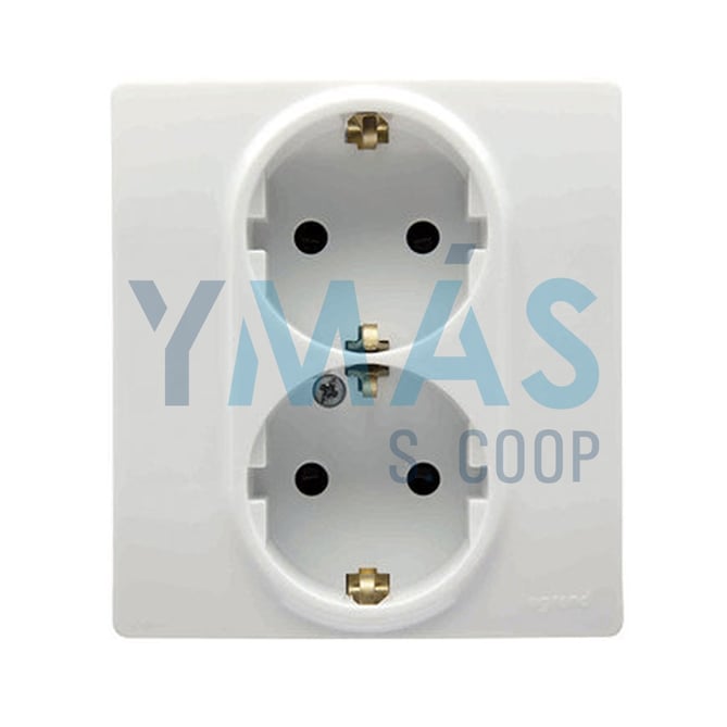 ENCHUFE DOBLE 2P+TT MONOBLOC BLANCO NILOE