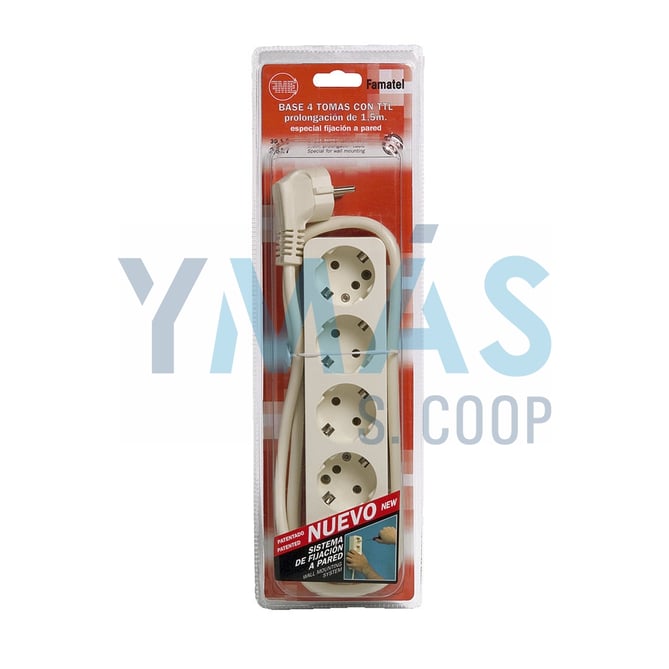 BASE MULTIPLE 5 TOMAS TT 1.5M INTERRUPTOR BLANCA