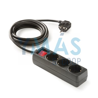 BASE MULTIPLE 3 TOMAS TT 1.5M INTERRUPTOR NEGRO