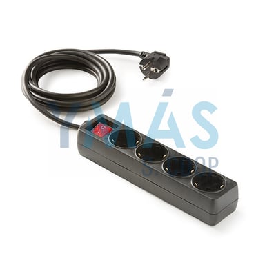 BASE MULTIPLE 4 TOMAS TT 1.5M INTERRUPTOR NEGRO