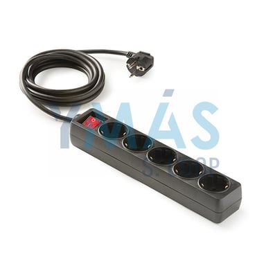 BASE MULTIPLE 5 TOMAS TT 1.5M INTERRUPTOR NEGRO