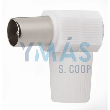 CONECTOR TV 9,5MM ACODADO MACHO BLANCO BLISTER