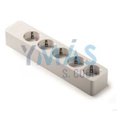 BASE MULTIPLE 5 TOMAS TT 16A-250V BLANCA