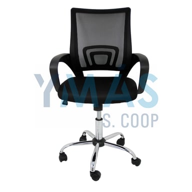 SILLA DE ESTUDIO ASIENTO TEXTIL REPOSABRAZOS NEGRA