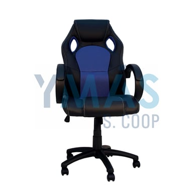 SILLA ESTUDIO TIPO GAMING SIMIL PIEL AZUL-NEGRA