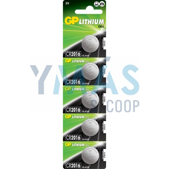 PILA BOTON LITIO 3V CR2016 5 UNIDADES