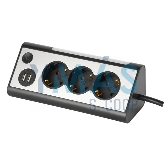 BASE MULTIPLE 3 TOMAS 2 USB TRIANGULAR ESQUINERA