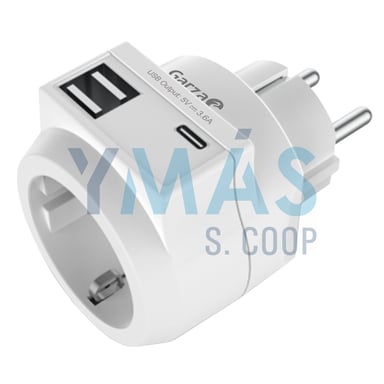 ADAPTADOR ENCHUFE CON 2 USB Y 1 USB-C