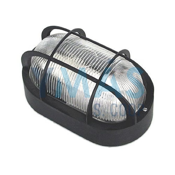 APLIQUE OVAL E-27 60W NEGRO C/REJILLA
