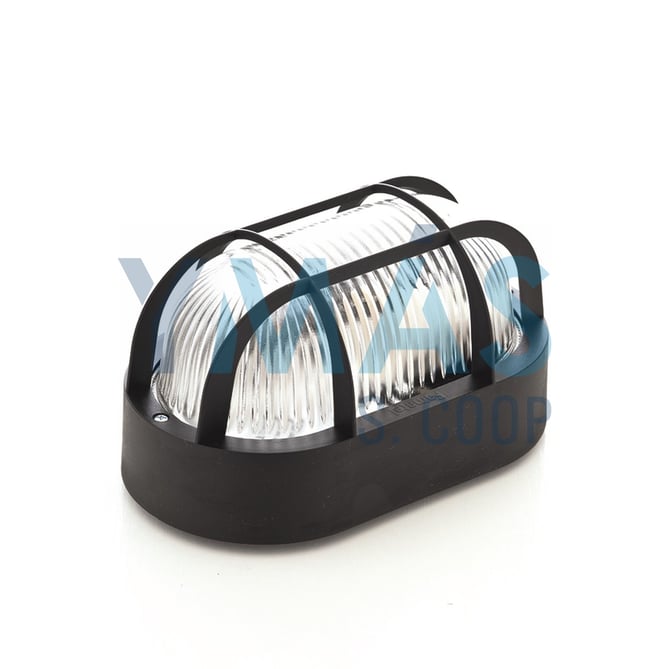 APLIQUE OVAL E-27 60W NEGRO C/REJILLA