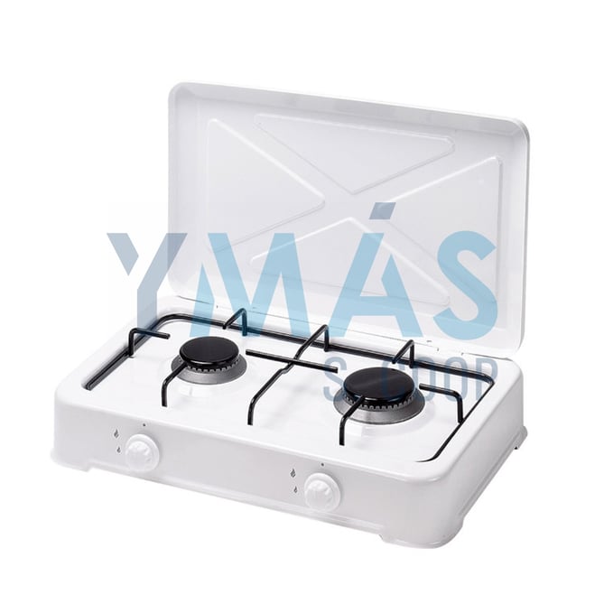 COCINA GAS 2 FUEGOS C/TAPA ESMALTADA BLANCA