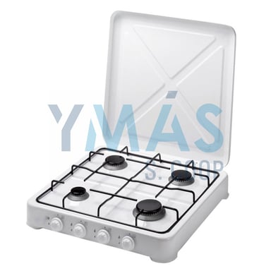 COCINA GAS 4 FUEGOS C/TAPA ESMALTADA BLANCA