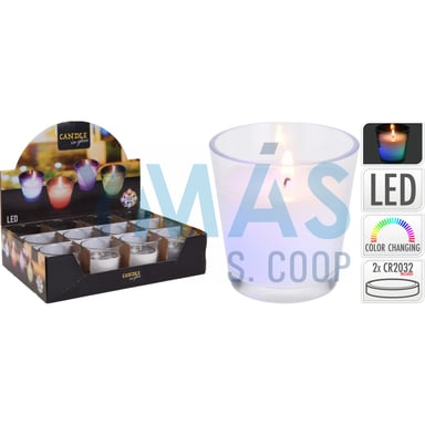 VELA EN CRISTAL CON LED DE COLOR