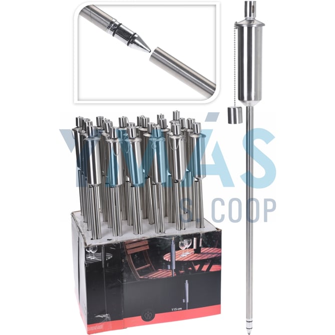ANTORCHA JARDIN ACERO INOX 115CM DEPOSITO 5X20CM