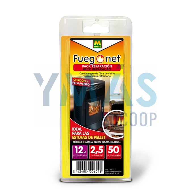 PACK COLA REFRACTARIA CON CORDON FIBRA VIDRIO 12MM