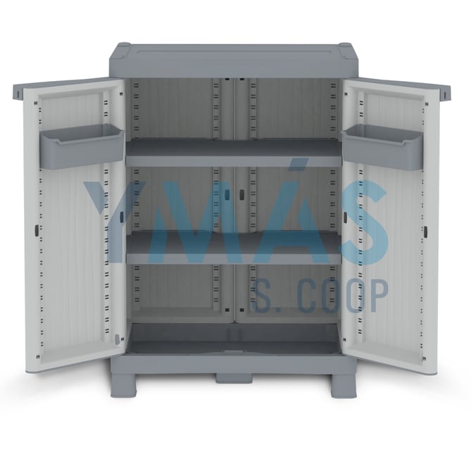 ARMARIO BAJO 2 PUERTAS RESINA WAVE GRIS 97X70X43CM