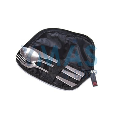 JUEGO CUBIERTOS INOX 3 PIEZAS CON FUNDA