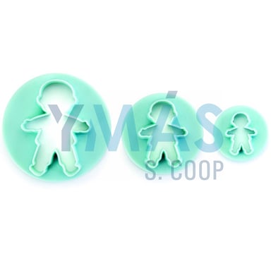 SET 3 CORTAPASTAS PLASTICO FORMA NIÑO