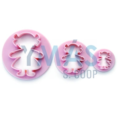 SET 3 CORTAPASTAS PLASTICO FORMA NIÑA