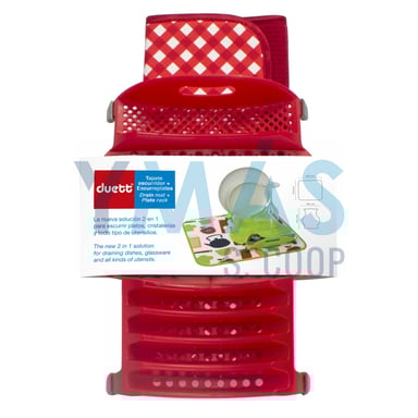 ESCURRIDOR PLASTICO CON TAPETE MICROFIBRA ROJO