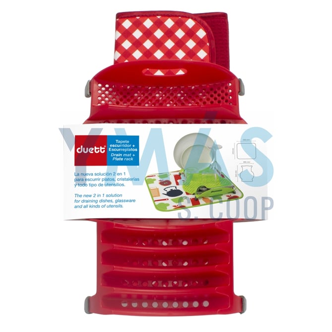 ESCURRIDOR PLASTICO CON TAPETE MICROFIBRA ROJO