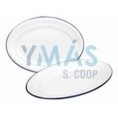 BANDEJA OVAL ACERO ESMALTADO BLANCO 35X24CM