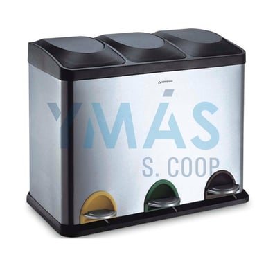 CUBO COCINA INOX 45L 3 COMPARTIMENTOS STEP BIN