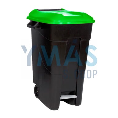 CONTENEDOR RESIDUOS 120LT RUEDA PEDAL TAPA VERDE