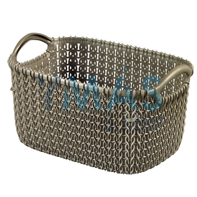 CESTA 3L TRICOTADA KNIT RECTANGULAR MARRON