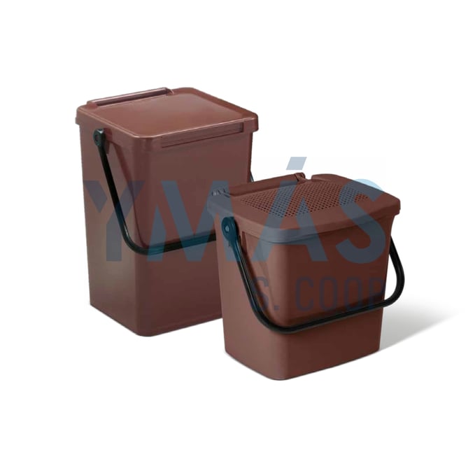 CUBO BASURA ORGANICA C/TAPA 5L MARRON