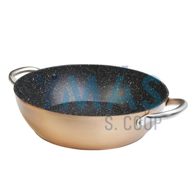 CAZUELA BAJA ALUMINIO FORJADO INDUCCION COBRE 32CM