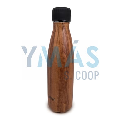BOTELLA TERMO DOBLE PARED INOX MADERA 500ML
