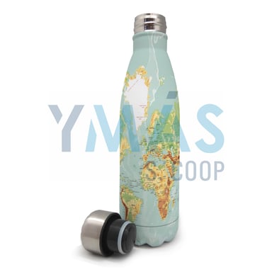 BOTELLA TERMO DOBLE PARED INOX MAPAMUNDI 500ML
