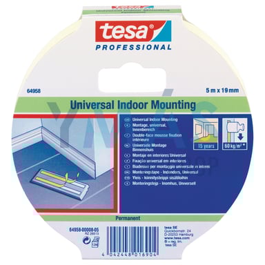 CINTA DE MONTAJE INTERIORES UNIVERSAL 5M X 19MM