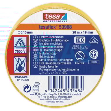 CINTA AISLANTE TESAFLEX 19MM X 20M AMARILLA