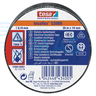 CINTA AISLANTE TESAFLEX 19MM X 20M NEGRO