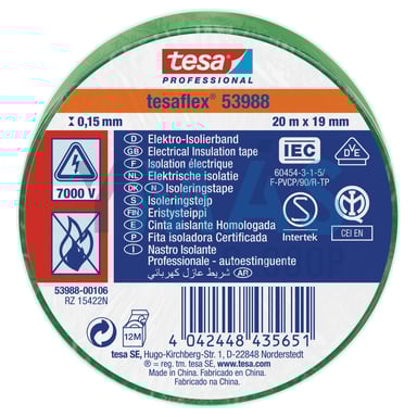CINTA AISLANTE TESAFLEX 19MM X 20M VERDE
