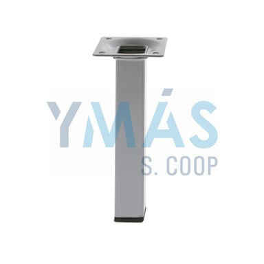 PATA MESA CUADRADA 25X25X100MM ACERO PLATA