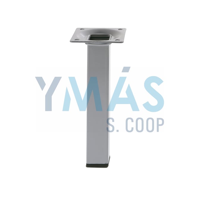 PATA MESA CUADRADA 25X25X200MM ACERO PLATA