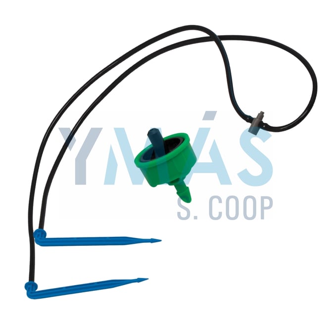 KIT GOTERO 4 L/H 2 SALIDAS C/MICROTUBO 60CM +PIQUE