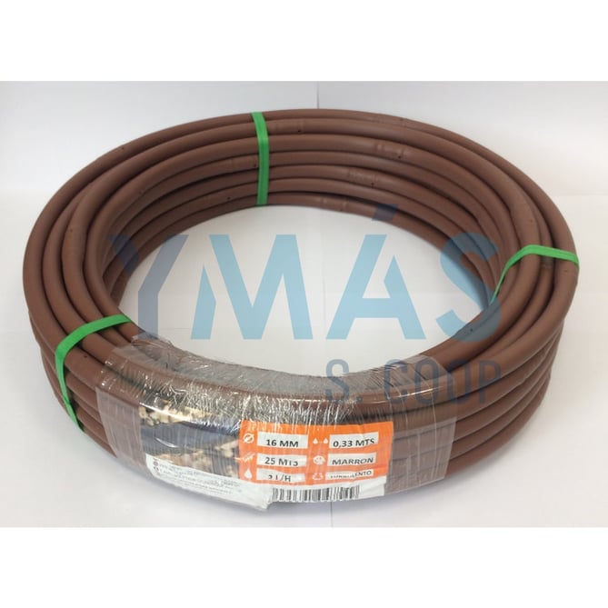 TUBERIA GOTEO INTEGRADO CADA 0.33M 16MM 25M MARRON