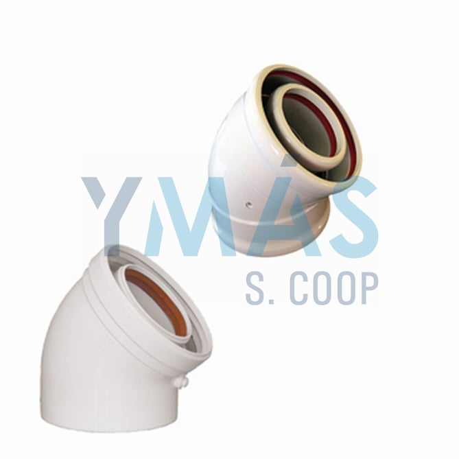 CODO COAXIAL ALUMINIO 45 60/100 MM BLANCO