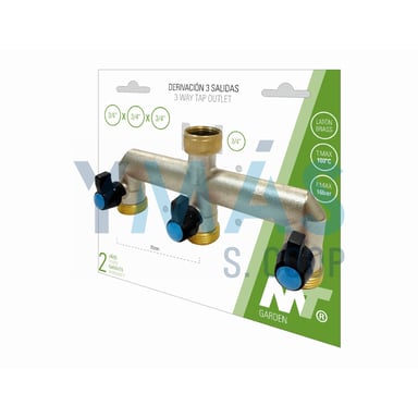 CONECTOR GRIFO JARDIN LATON 3VIAS H 3/4 M 3/4